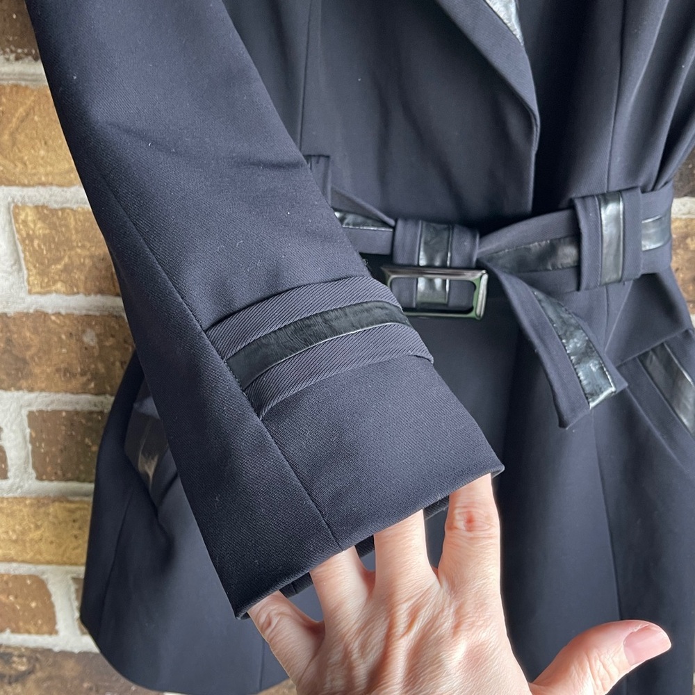 Carlisle Black Trench Coat with Belted Waist - Picture 9 of 15